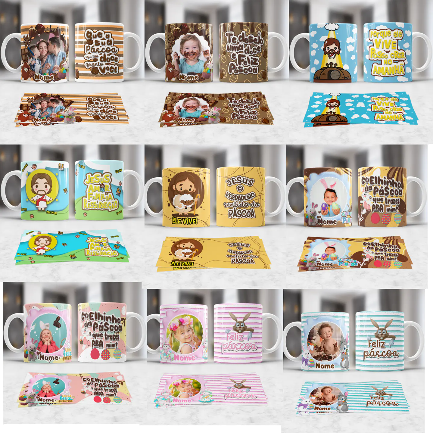 Pack Artes Canecas e Toalhinha Páscoa - 20 Artes Exclusivas 1