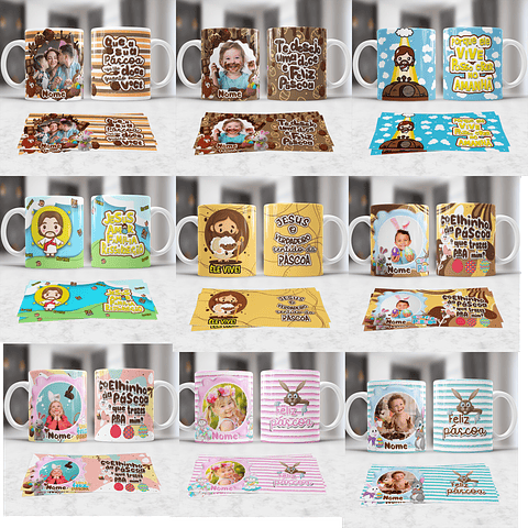 Pack Artes Canecas e Toalhinha Páscoa - 20 Artes Exclusivas