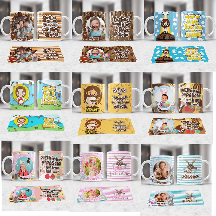 Pack Artes Canecas e Toalhinha Páscoa - 20 Artes Exclusivas 1