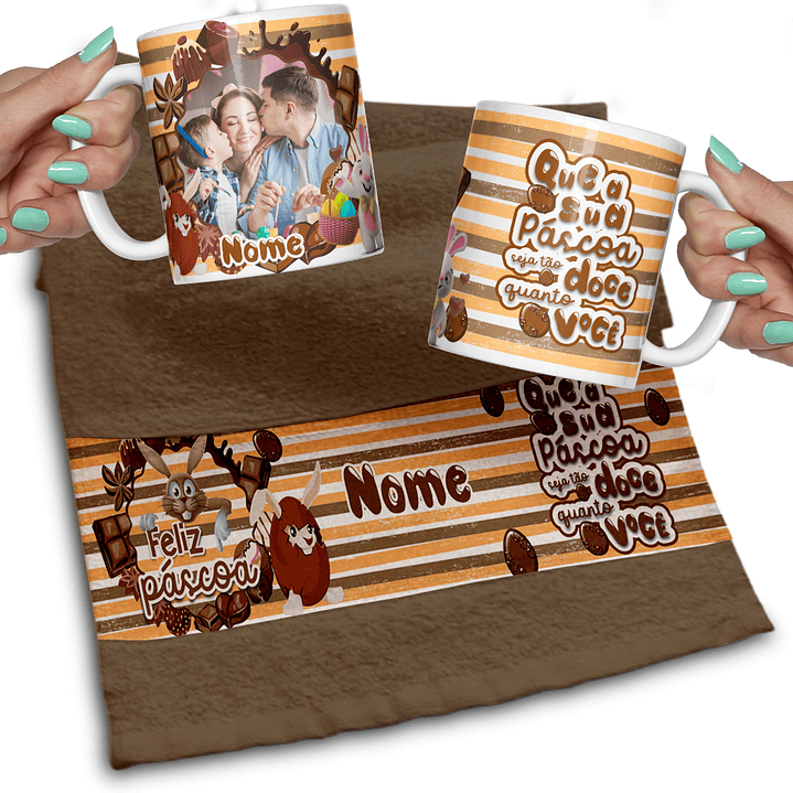 Pack Artes Canecas e Toalhinha Páscoa - 20 Artes Exclusivas 3