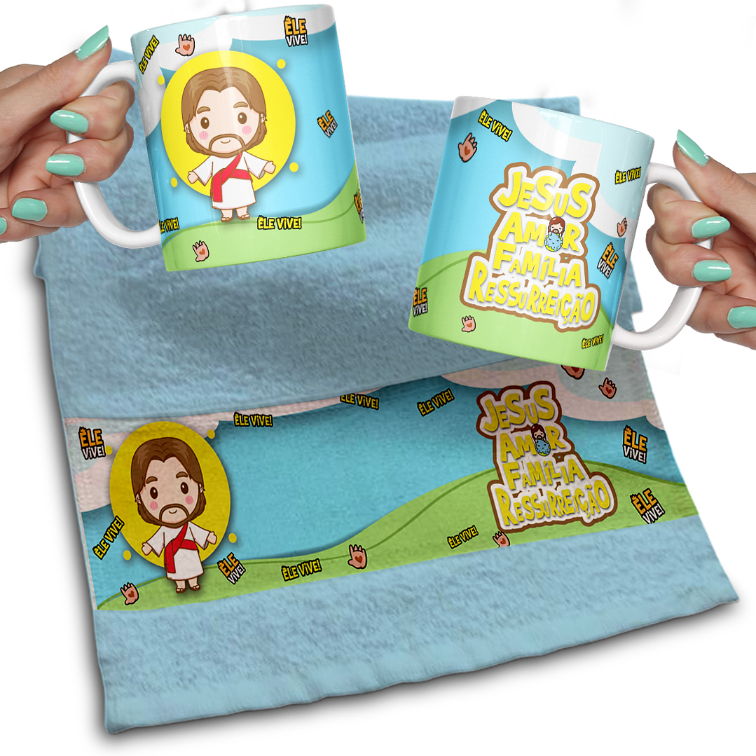 Pack Artes Canecas e Toalhinha Páscoa - 20 Artes Exclusivas 5