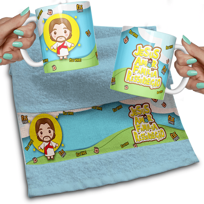 Pack Artes Canecas e Toalhinha Páscoa - 20 Artes Exclusivas 5