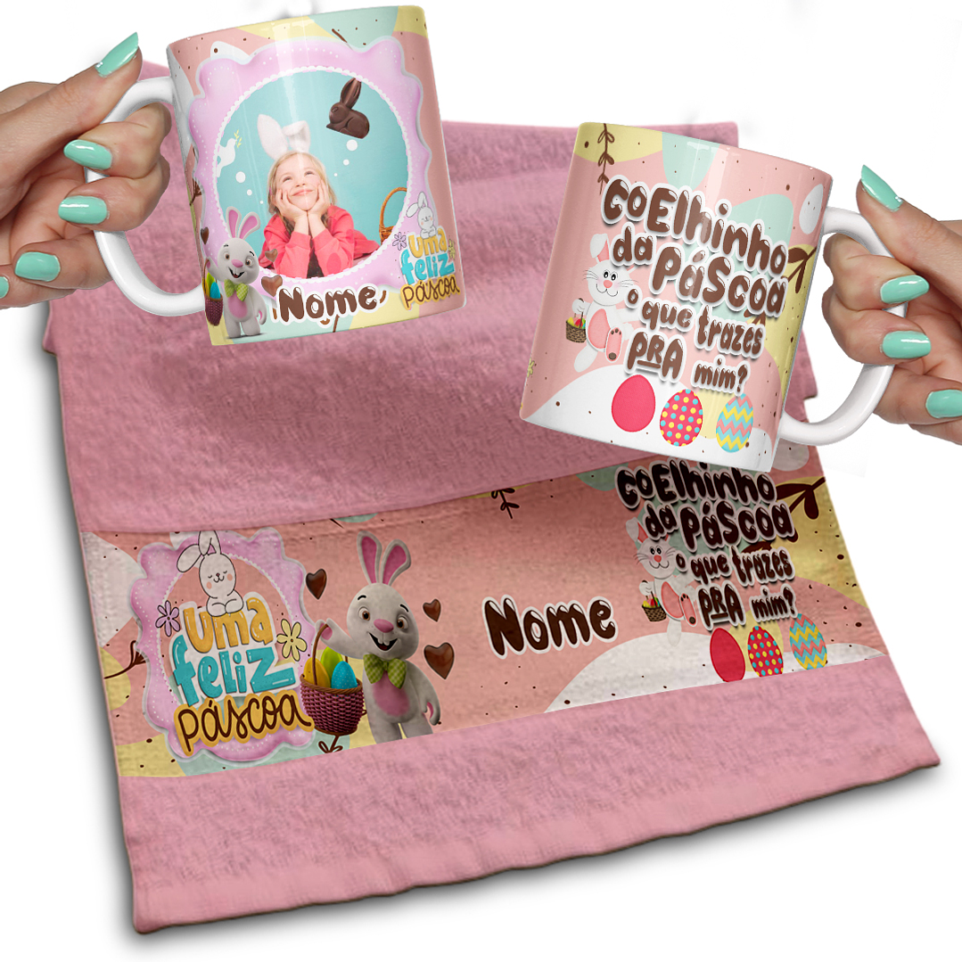 Pack Artes Canecas e Toalhinha Páscoa - 20 Artes Exclusivas 6