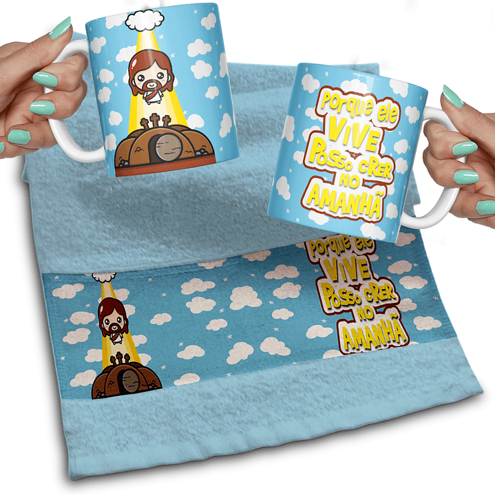Pack Artes Canecas e Toalhinha Páscoa - 20 Artes Exclusivas 10