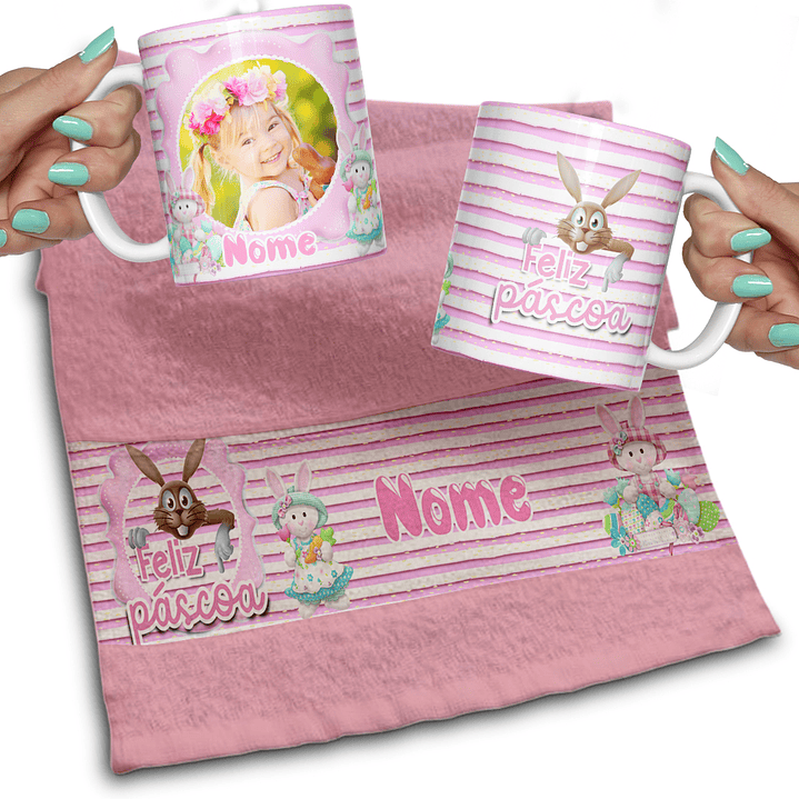 Pack Artes Canecas e Toalhinha Páscoa - 20 Artes Exclusivas 11
