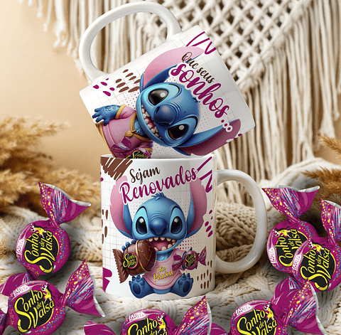 Pack Artes Canecas Stitch Páscoa Chocolate - 14 Artes PNG e CDR