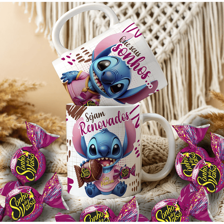 Pack Artes Canecas Stitch Páscoa Chocolate - 14 Artes PNG e CDR 2