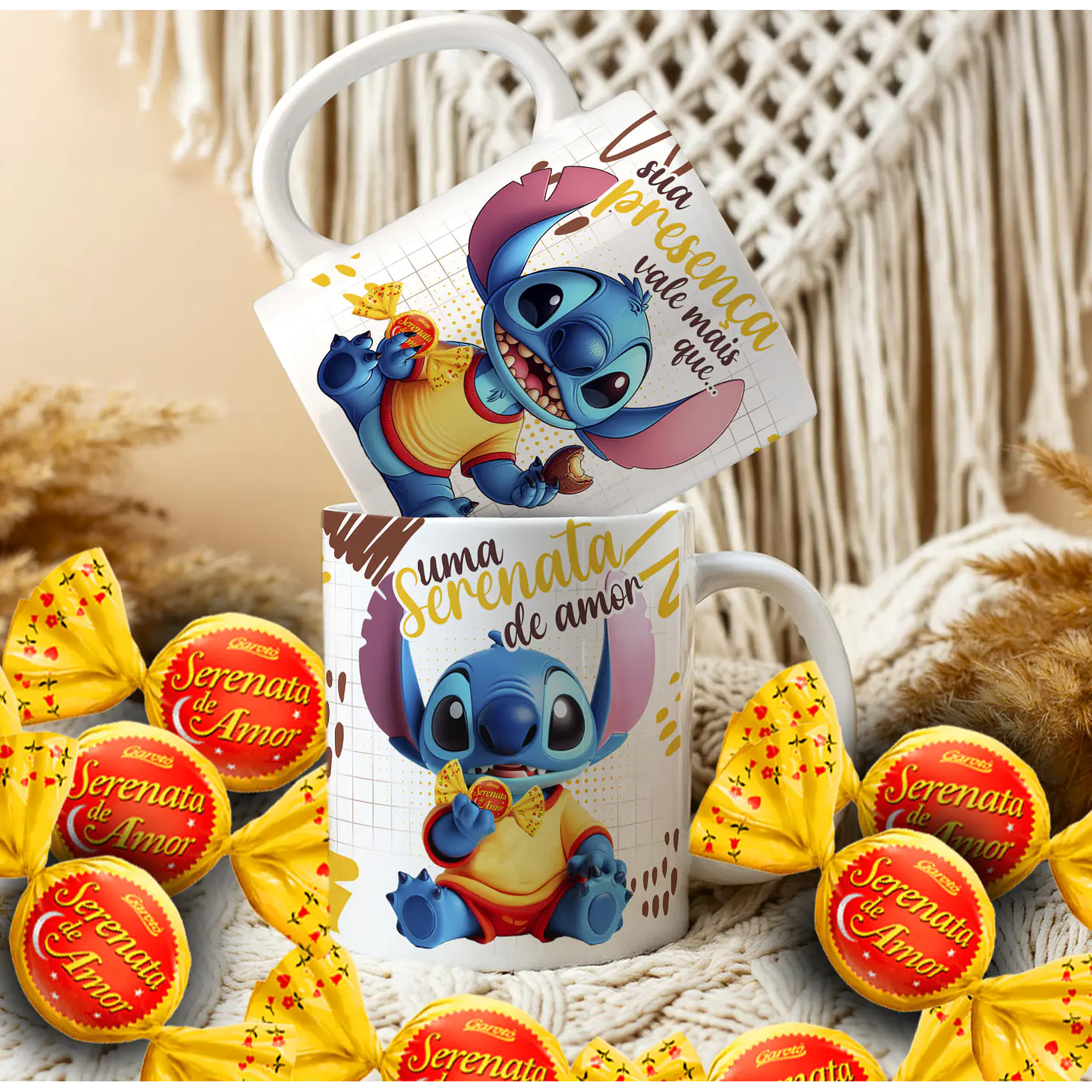Pack Artes Canecas Stitch Páscoa Chocolate - 14 Artes PNG e CDR 4