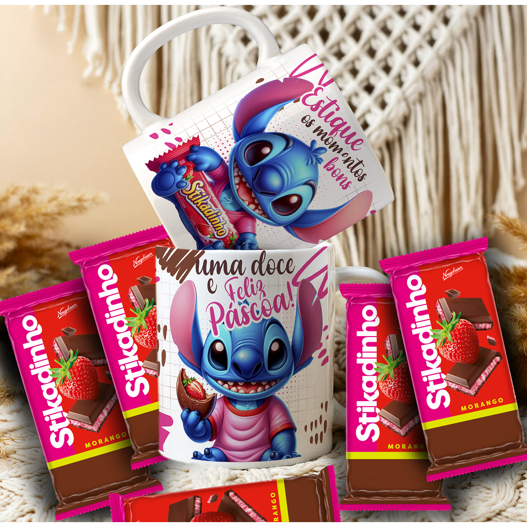 Pack Artes Canecas Stitch Páscoa Chocolate - 14 Artes PNG e CDR 7