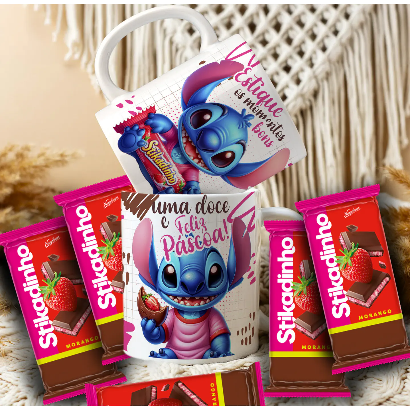 Pack Artes Canecas Stitch Páscoa Chocolate - 14 Artes PNG e CDR 7