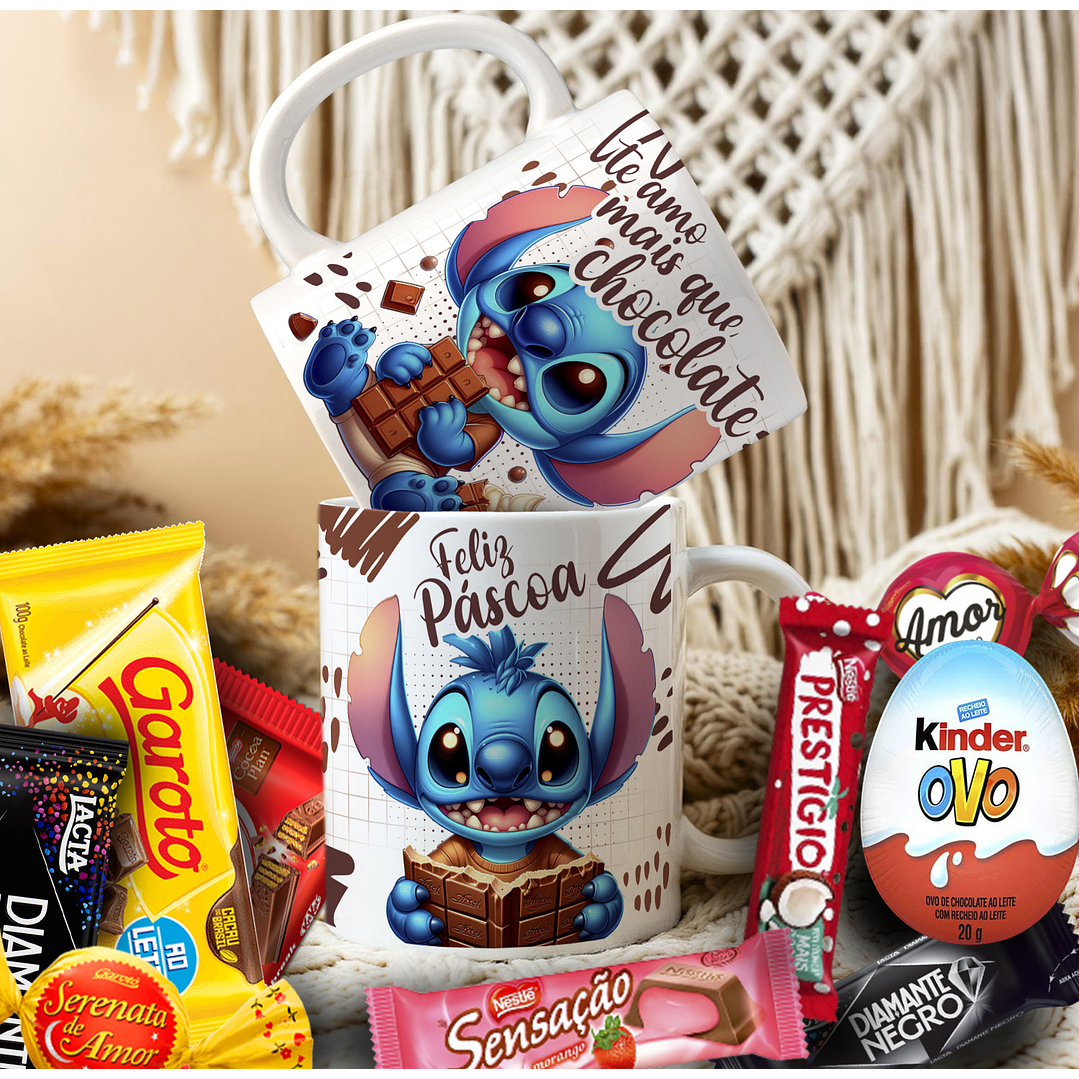 Pack Artes Canecas Stitch Páscoa Chocolate - 14 Artes PNG e CDR 9