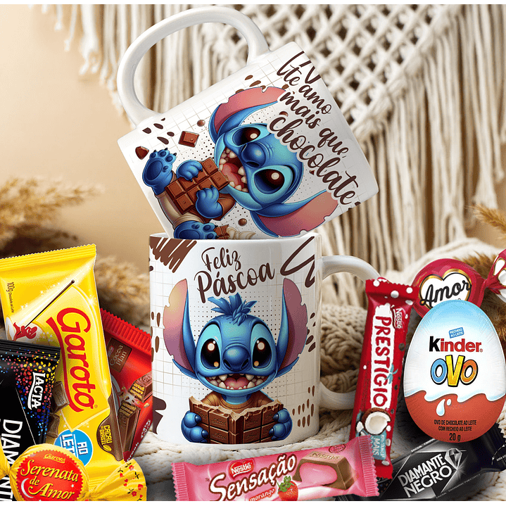 Pack Artes Canecas Stitch Páscoa Chocolate - 14 Artes PNG e CDR 9