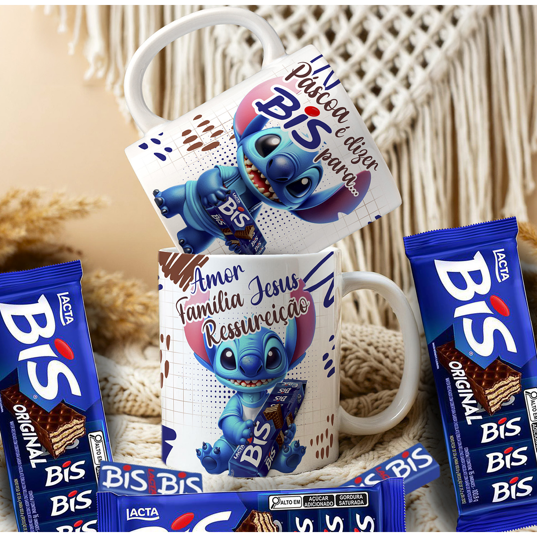 Pack Artes Canecas Stitch Páscoa Chocolate - 14 Artes PNG e CDR 10