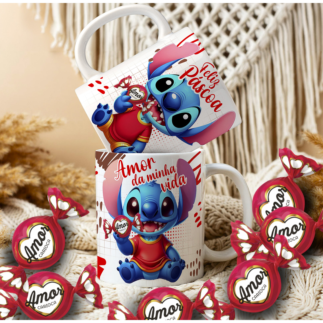 Pack Artes Canecas Stitch Páscoa Chocolate - 14 Artes PNG e CDR 11