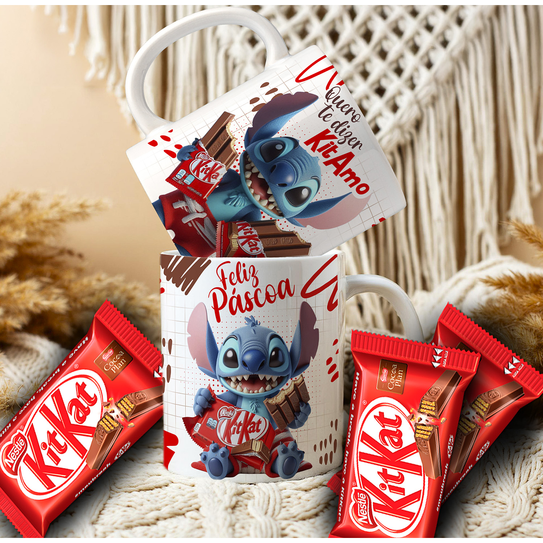 Pack Artes Canecas Stitch Páscoa Chocolate - 14 Artes PNG e CDR 13