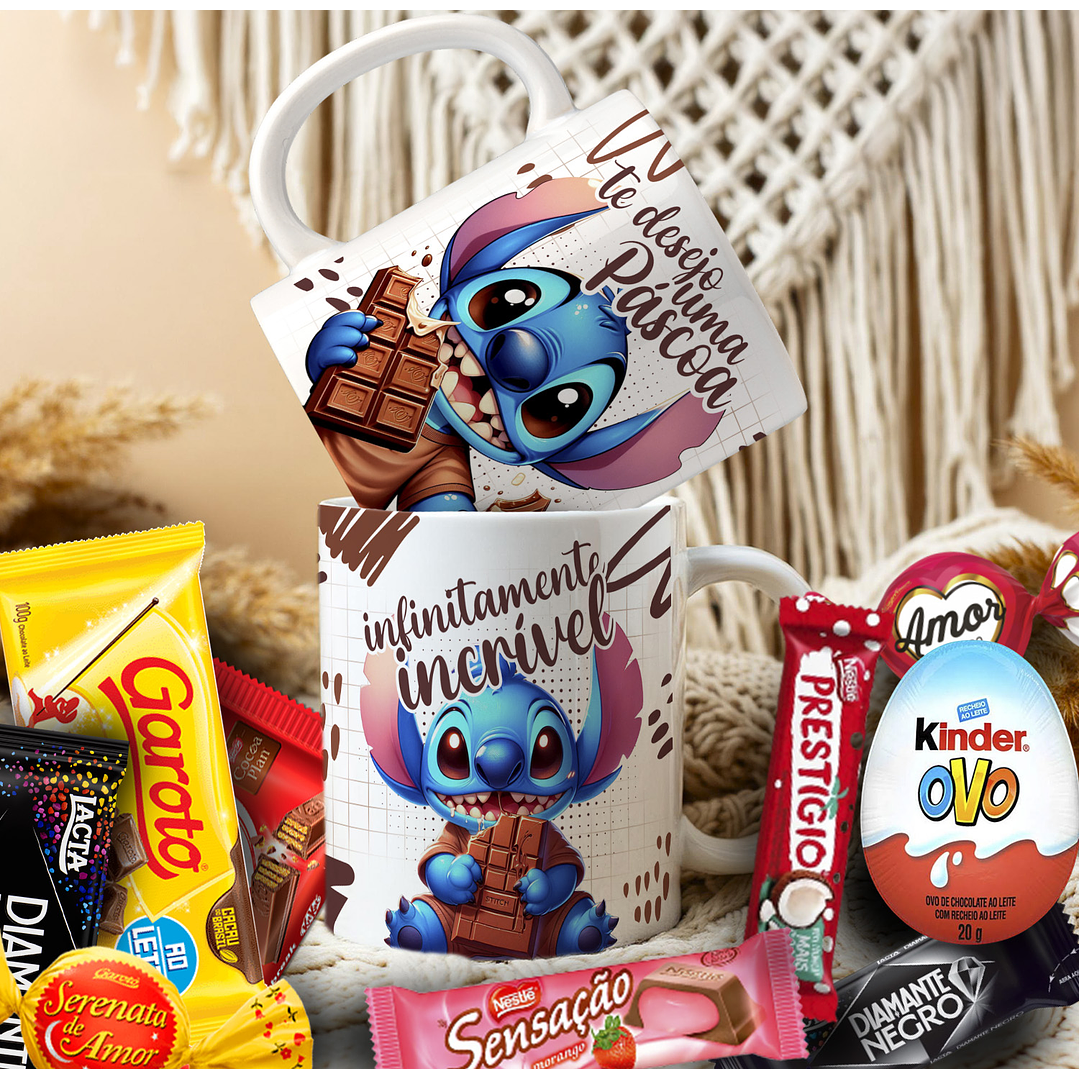 Pack Artes Canecas Stitch Páscoa Chocolate - 14 Artes PNG e CDR 15
