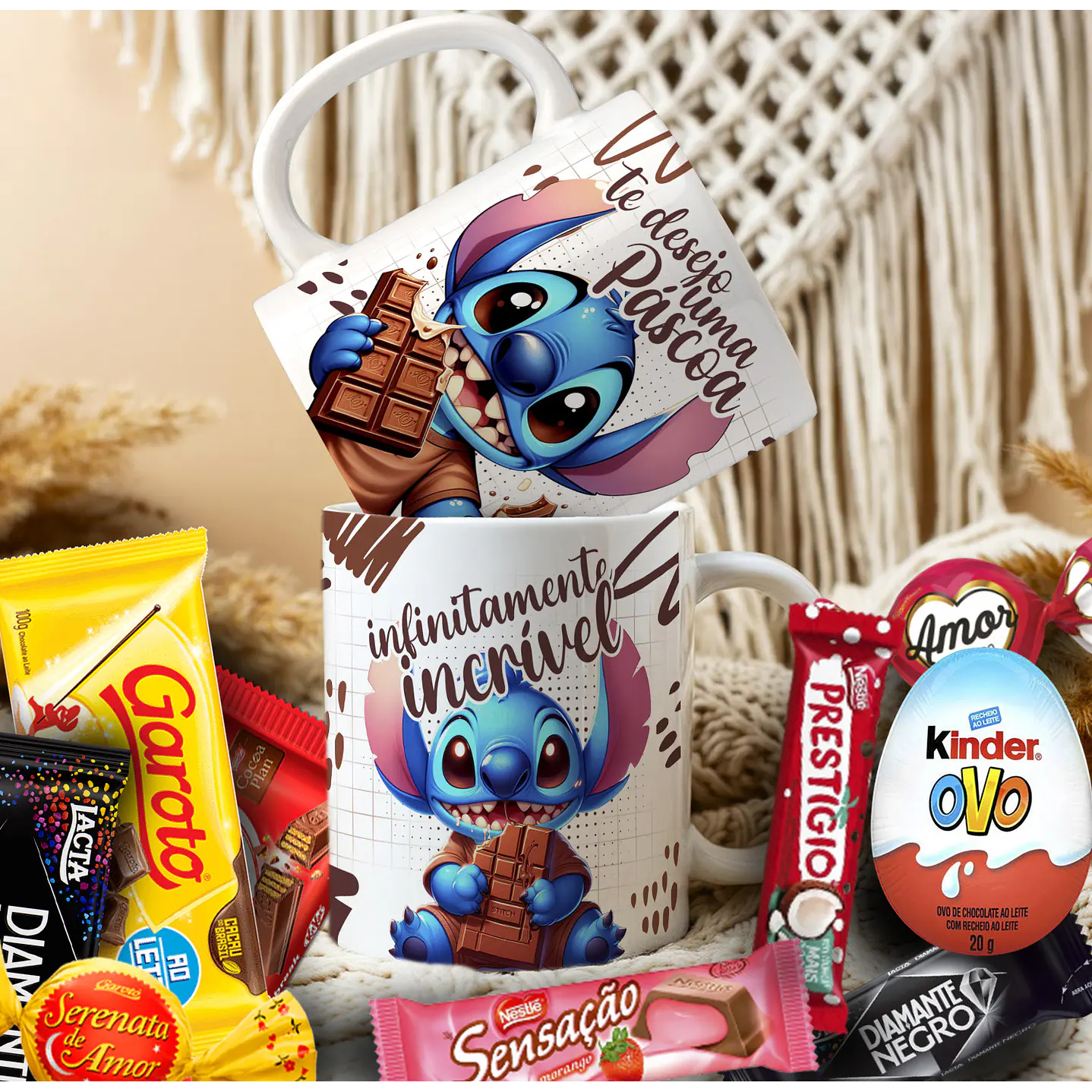 Pack Artes Canecas Stitch Páscoa Chocolate - 14 Artes PNG e CDR 15