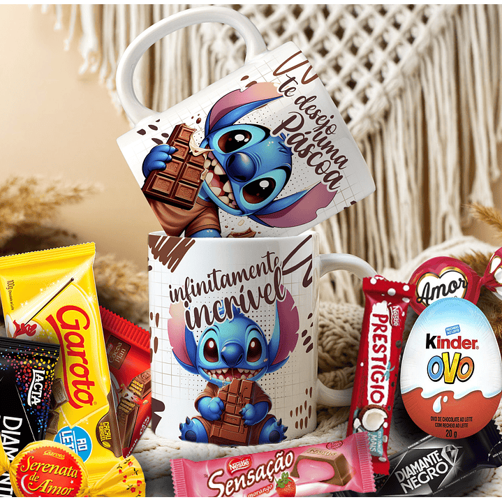 Pack Artes Canecas Stitch Páscoa Chocolate - 14 Artes PNG e CDR 15