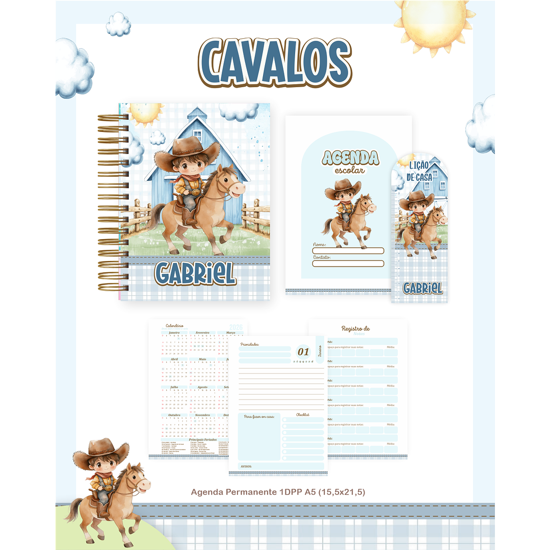 Encadernação Fazendeiro Menino Volta às Aulas para Imprimir 2