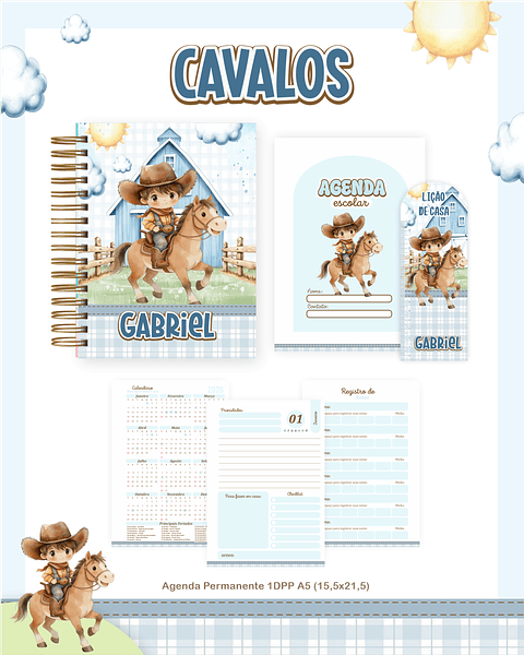 Encadernação Fazendeiro Menino Volta às Aulas para Imprimir