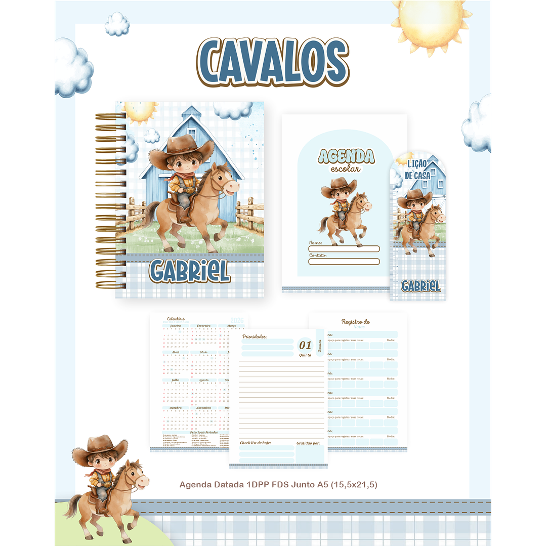 Encadernação Fazendeiro Menino Volta às Aulas para Imprimir 4