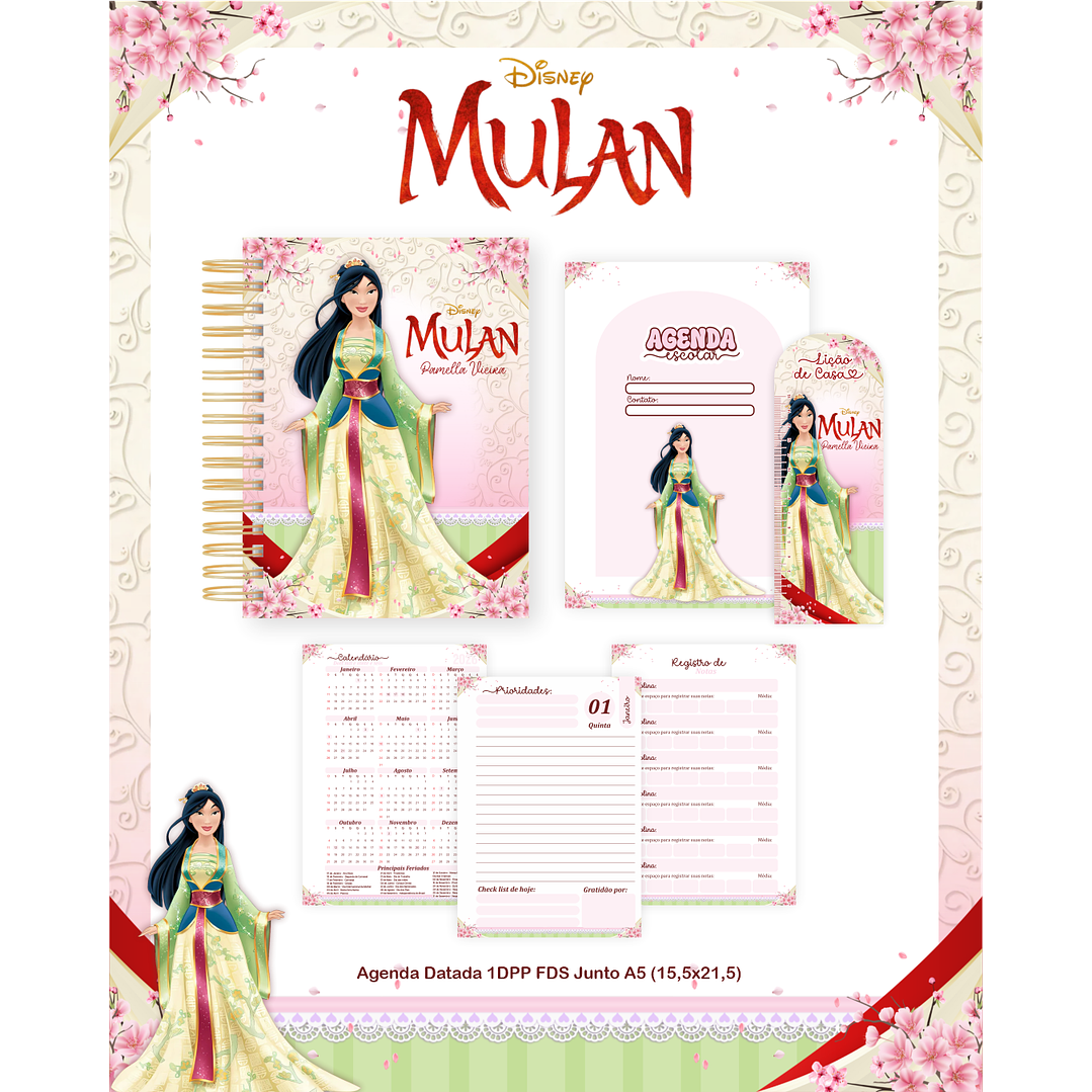 Kit Digital Encadernação Mulan - Volta às Aulas Completo 3