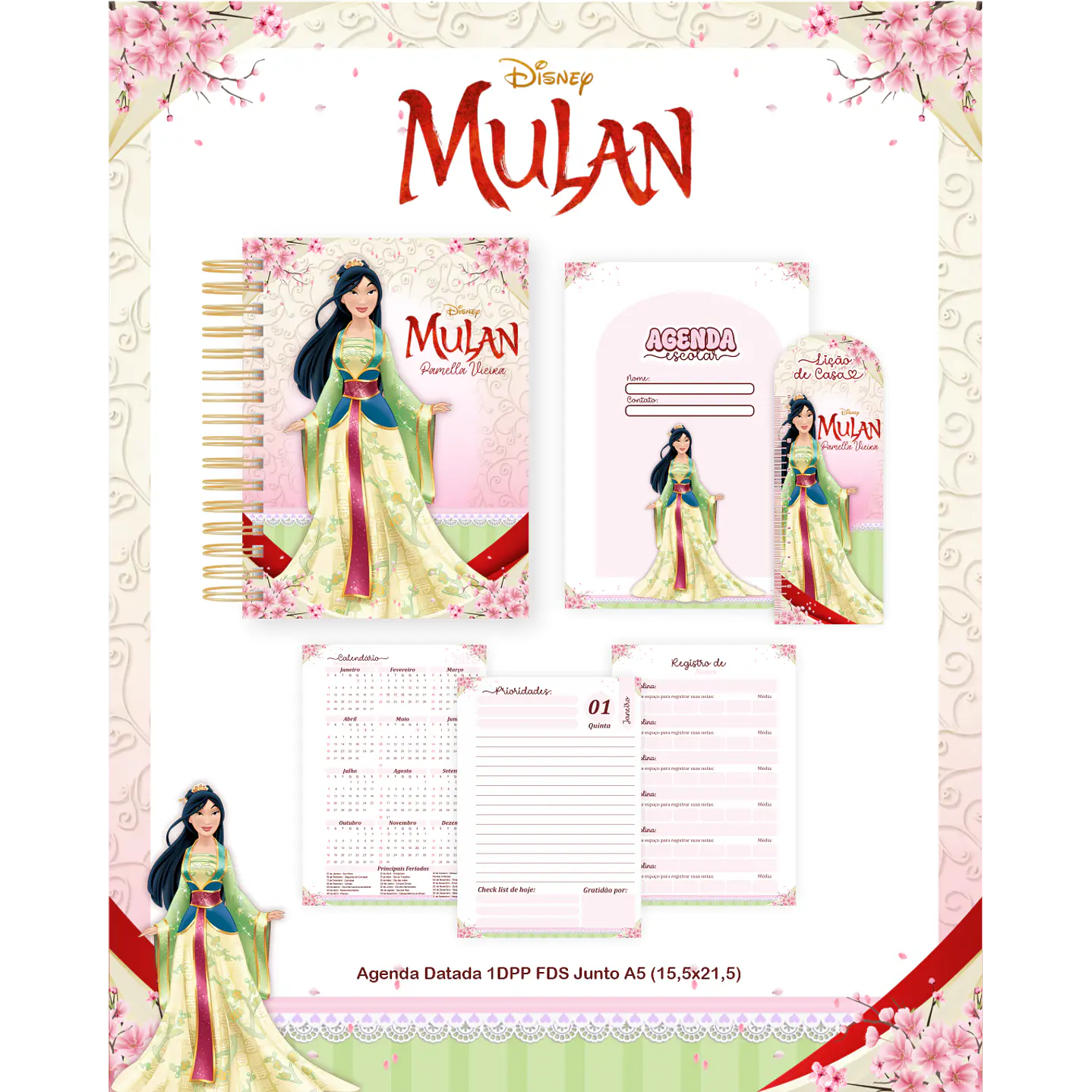 Kit Digital Encadernação Mulan - Volta às Aulas Completo 3