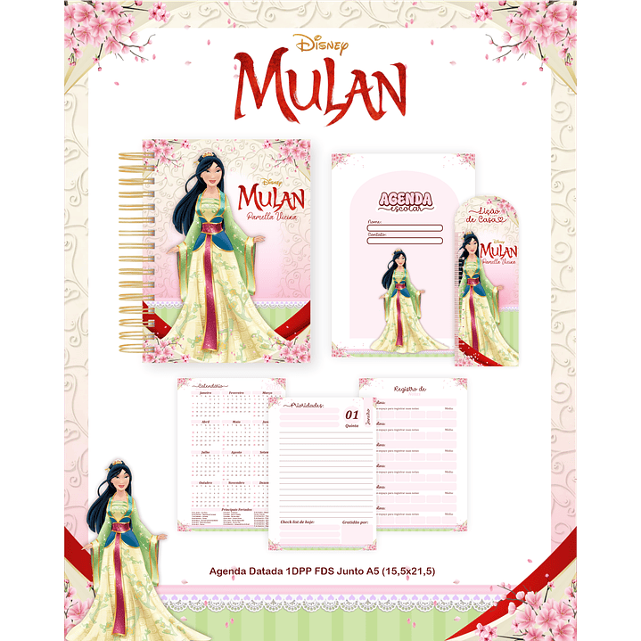 Kit Digital Encadernação Mulan - Volta às Aulas Completo 3