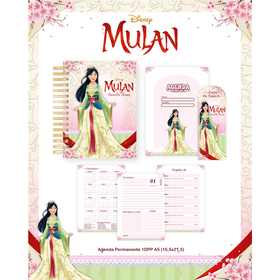 Kit Digital Encadernação Mulan - Volta às Aulas Completo 4
