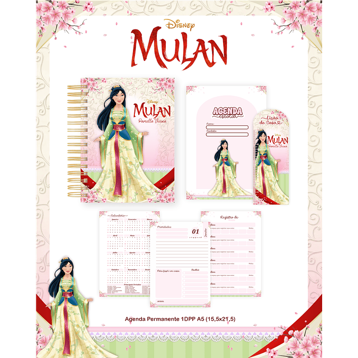 Kit Digital Encadernação Mulan - Volta às Aulas Completo 4