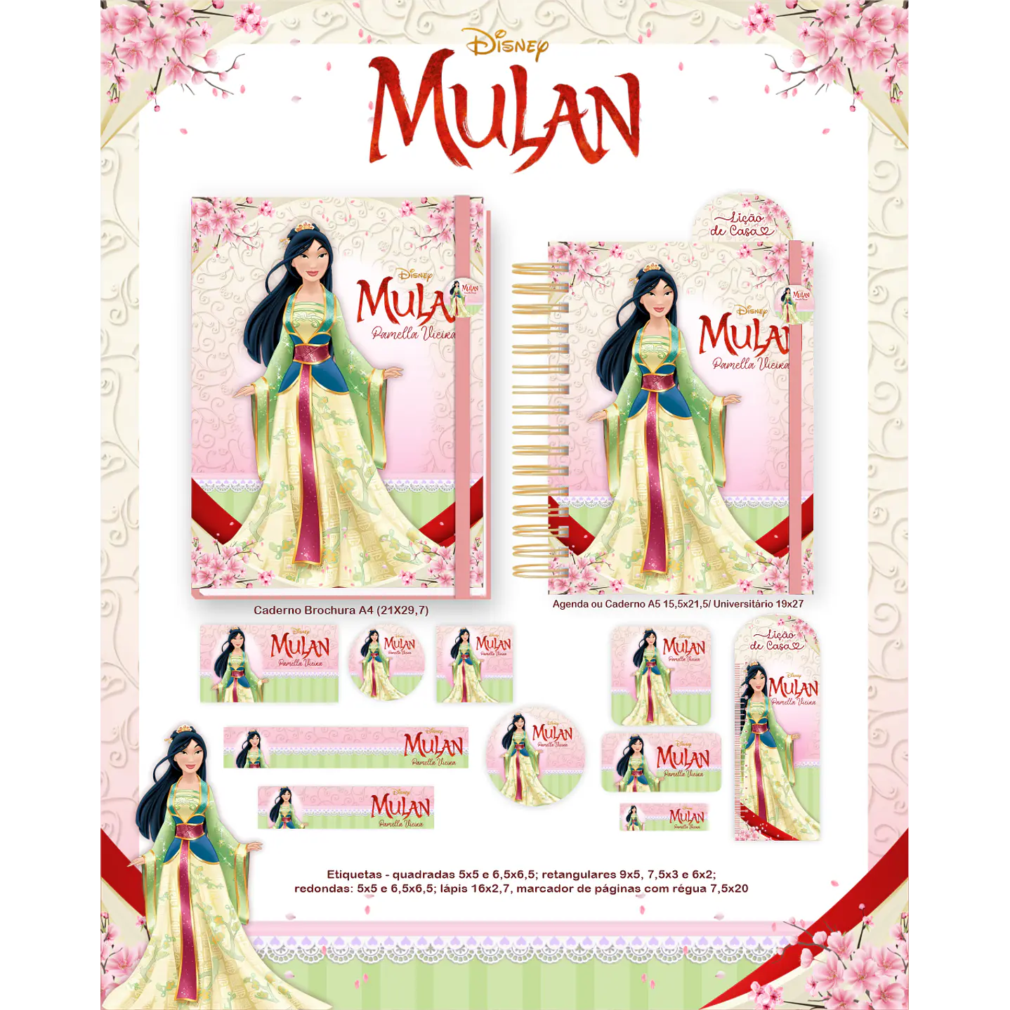 Kit Digital Encadernação Mulan - Volta às Aulas Completo 5