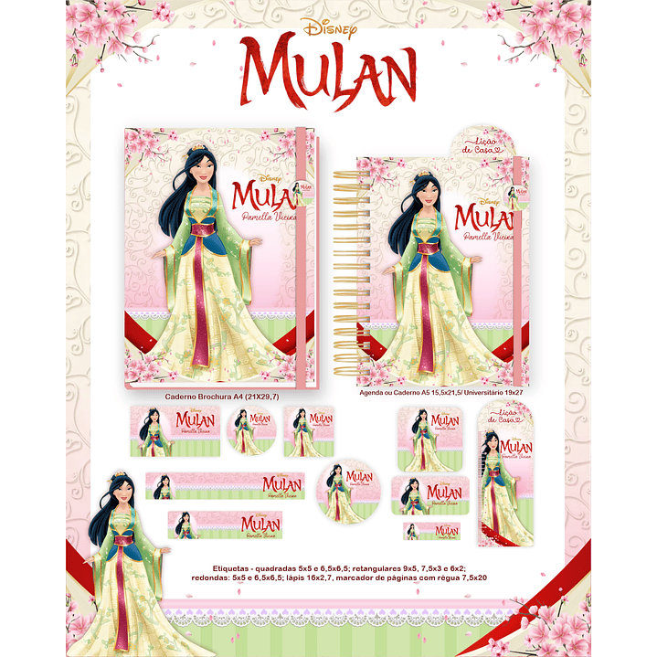 Kit Digital Encadernação Mulan - Volta às Aulas Completo 5