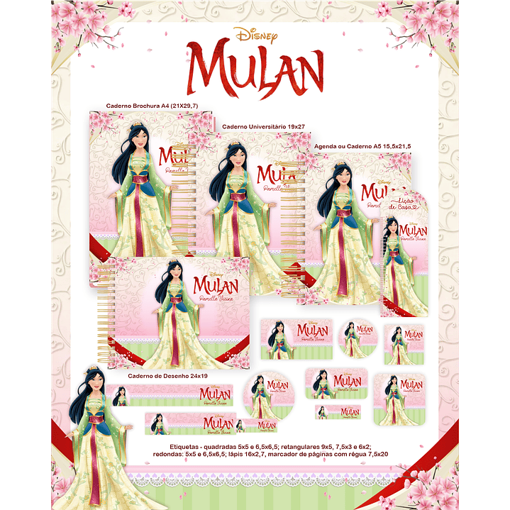 Kit Digital Encadernação Mulan - Volta às Aulas Completo 1