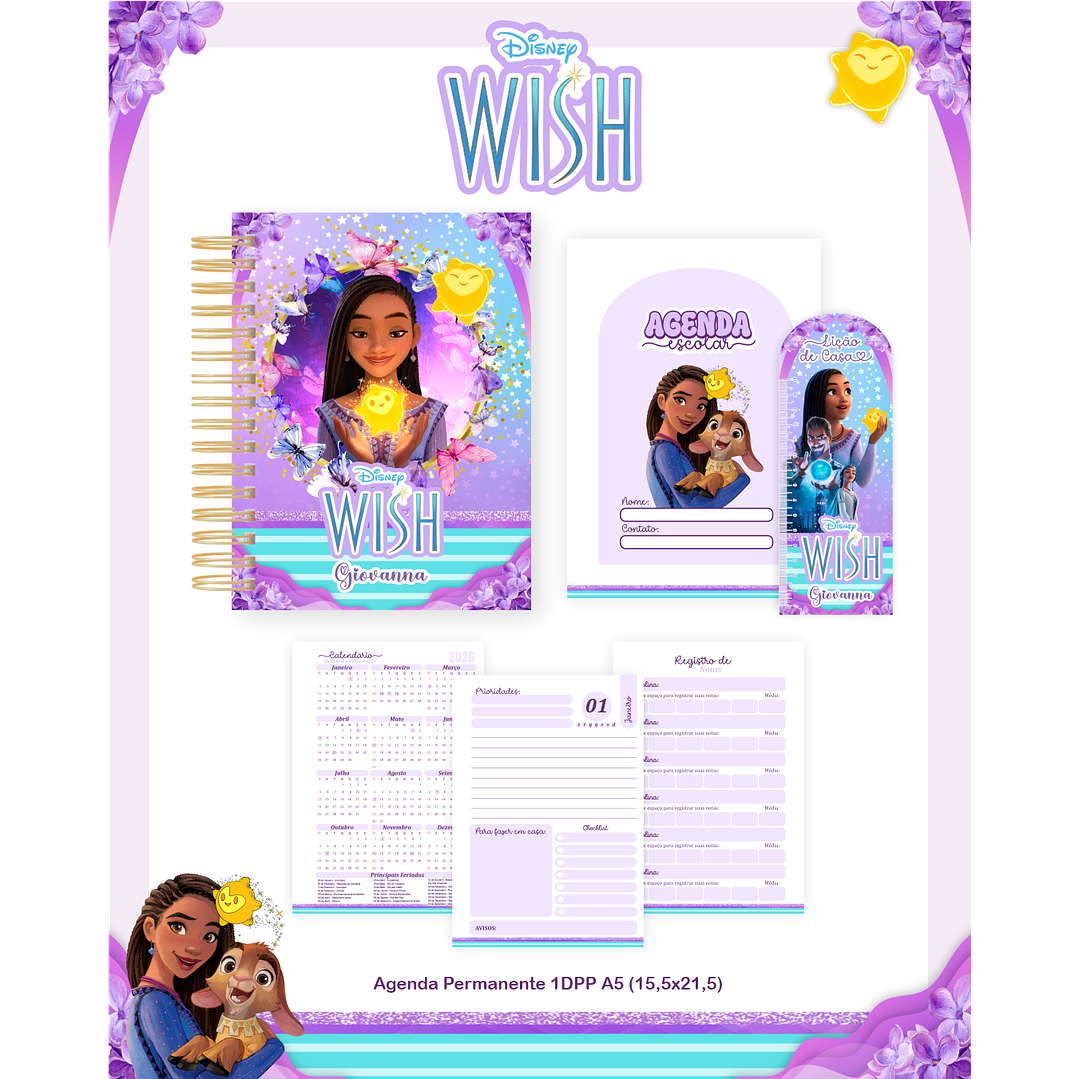 Kit Digital Encadernação Wish - Volta às Aulas Completo 2