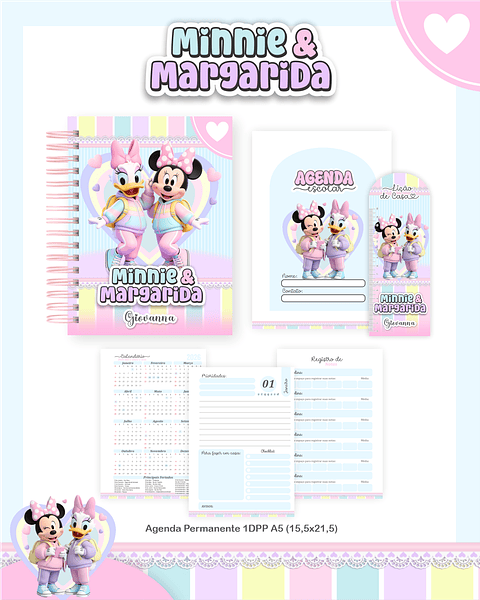 Encadernação Minnie e Margarida Volta às Aulas para Imprimir