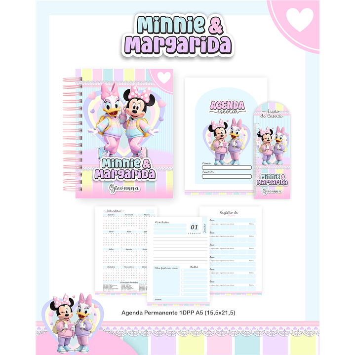 Encadernação Minnie e Margarida Volta às Aulas para Imprimir 2