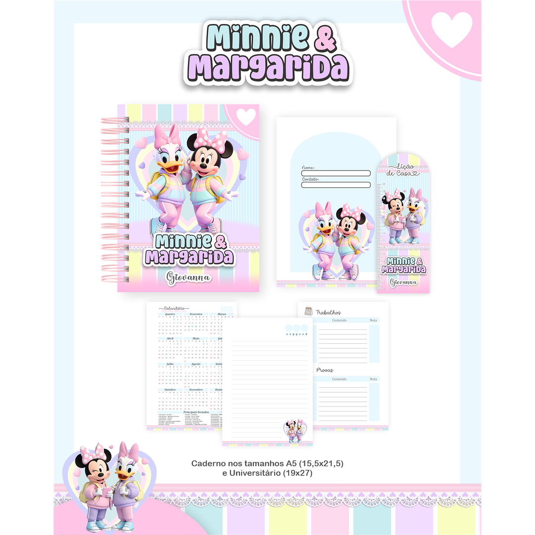 Encadernação Minnie e Margarida Volta às Aulas para Imprimir 3