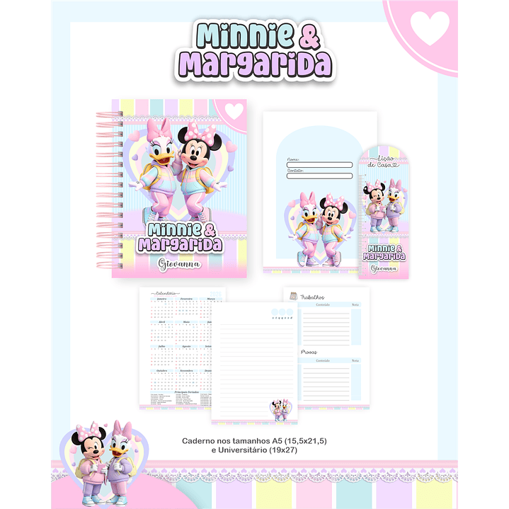 Encadernação Minnie e Margarida Volta às Aulas para Imprimir 3