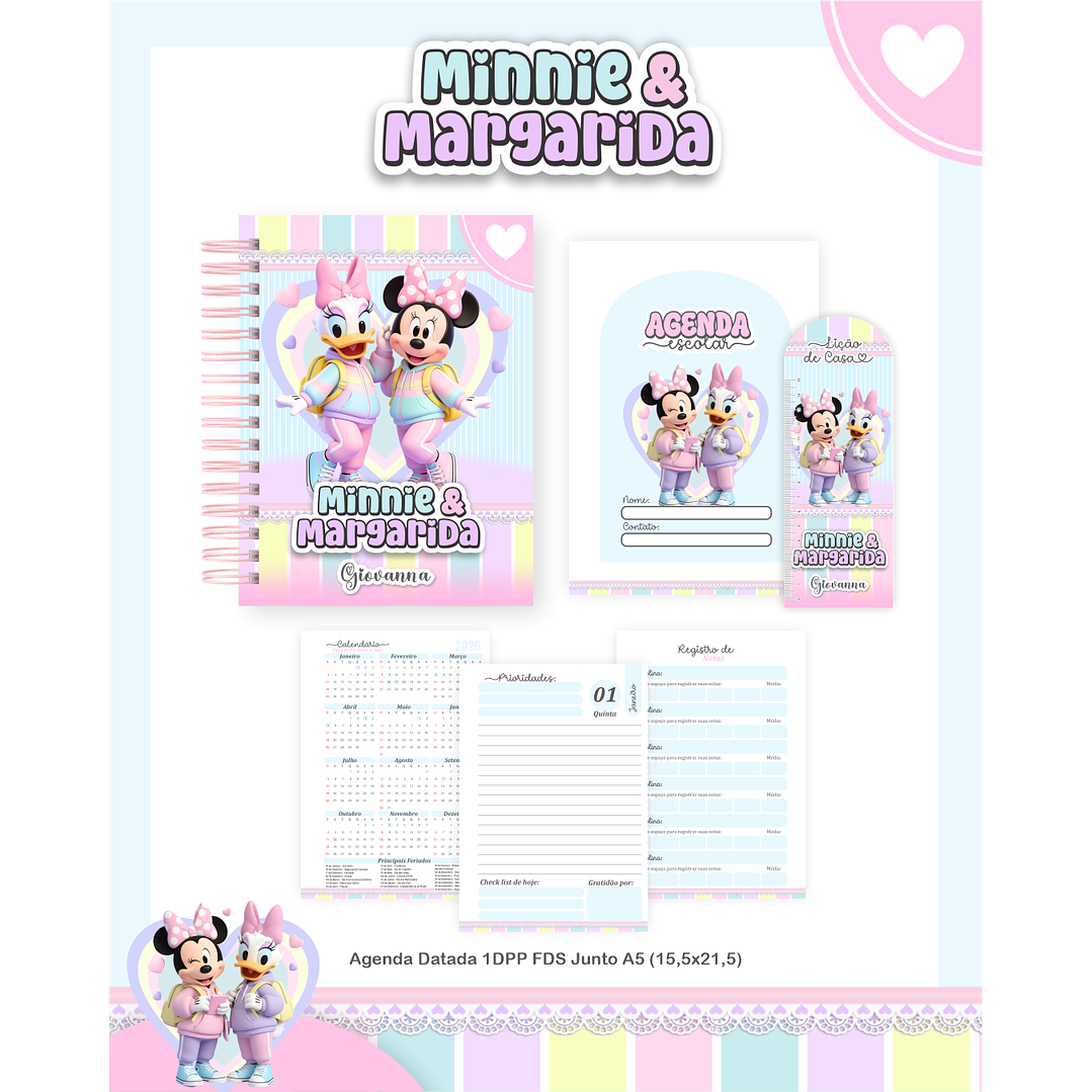 Encadernação Minnie e Margarida Volta às Aulas para Imprimir 4