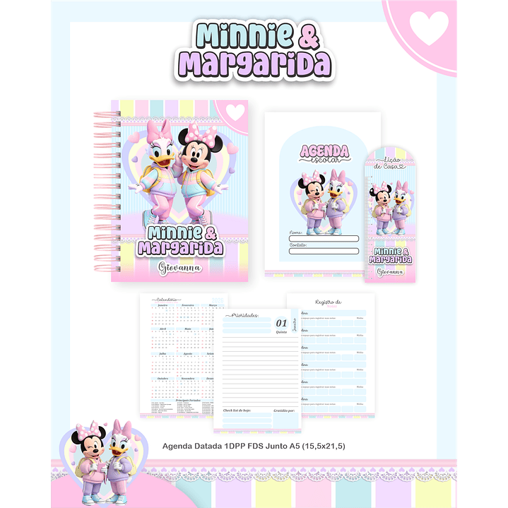 Encadernação Minnie e Margarida Volta às Aulas para Imprimir 4