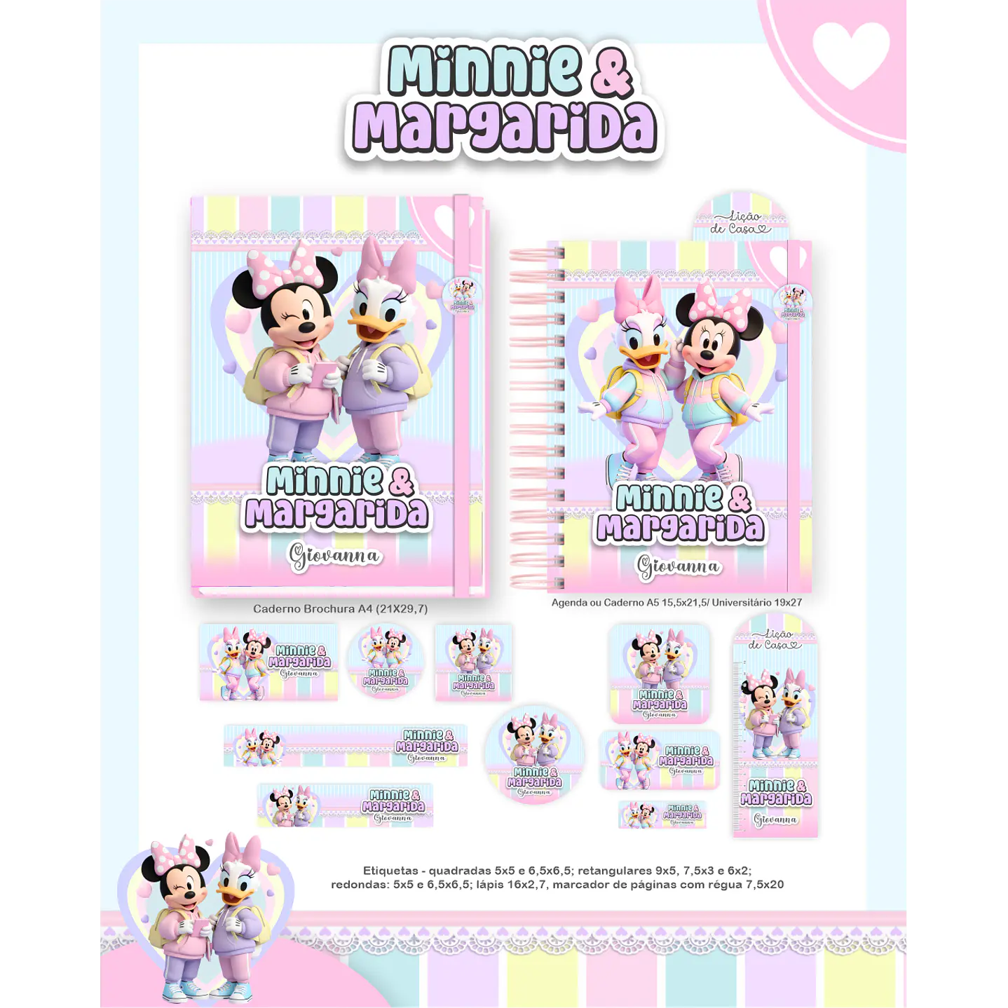 Encadernação Minnie e Margarida Volta às Aulas para Imprimir 5
