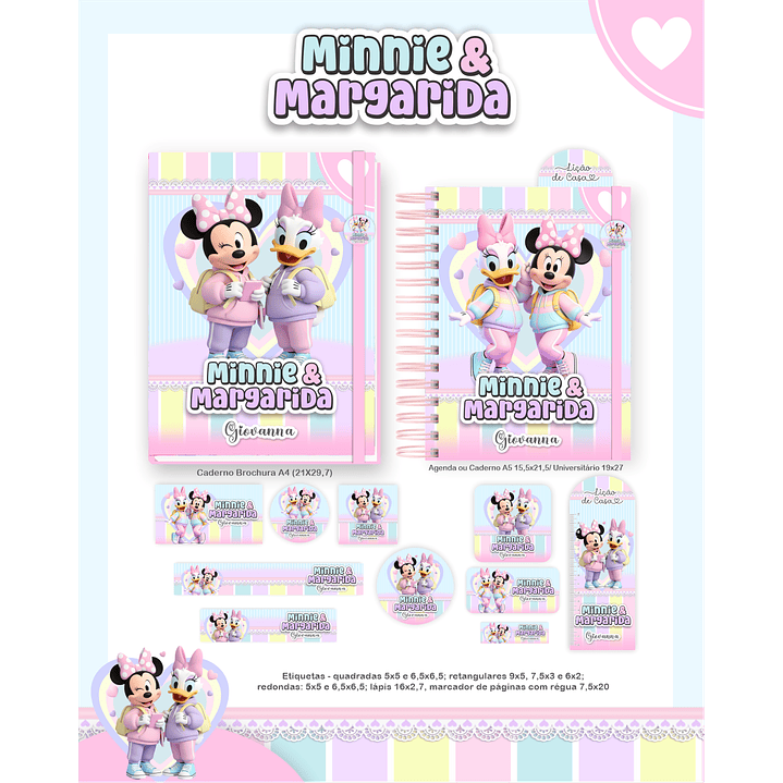 Encadernação Minnie e Margarida Volta às Aulas para Imprimir 5