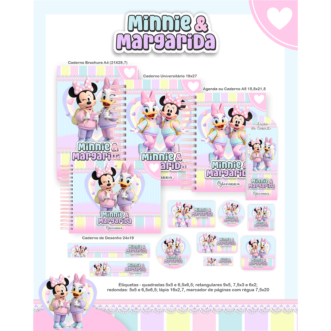 Encadernação Minnie e Margarida Volta às Aulas para Imprimir 1