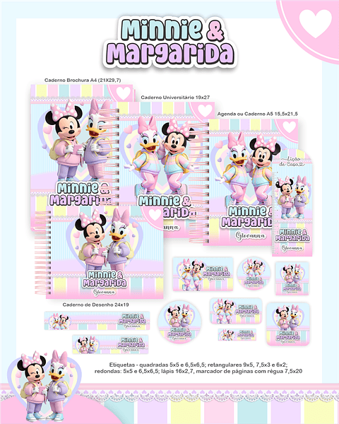 Encadernação Minnie e Margarida Volta às Aulas para Imprimir