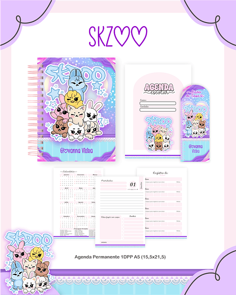 Kit Digital Encadernação SKZOO - Volta às Aulas Completo