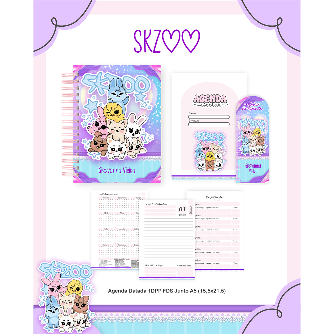 Kit Digital Encadernação SKZOO - Volta às Aulas Completo 3