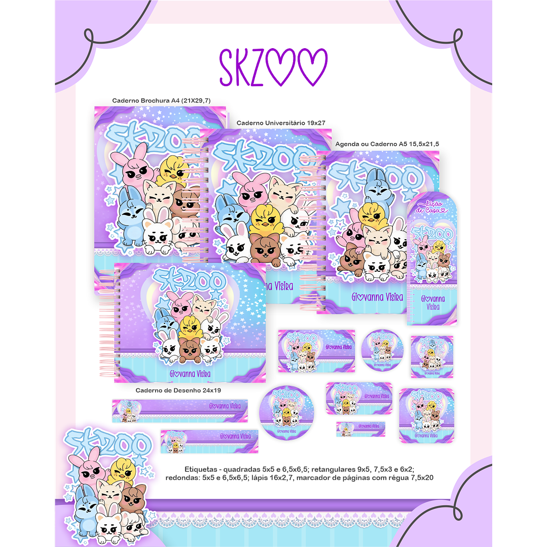 Kit Digital Encadernação SKZOO - Volta às Aulas Completo 1