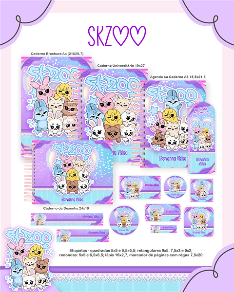 Kit Digital Encadernação SKZOO - Volta às Aulas Completo