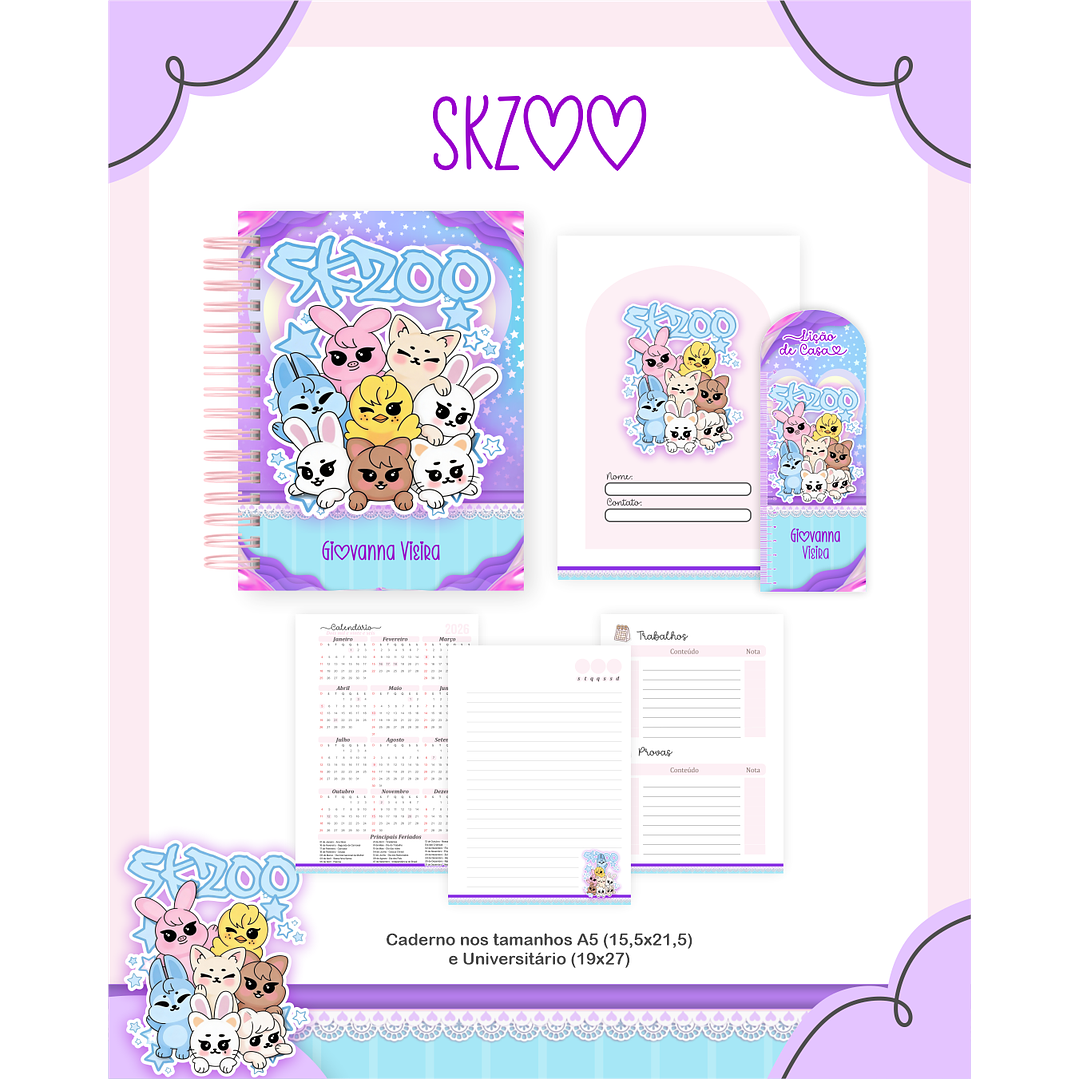 Kit Digital Encadernação SKZOO - Volta às Aulas Completo 5