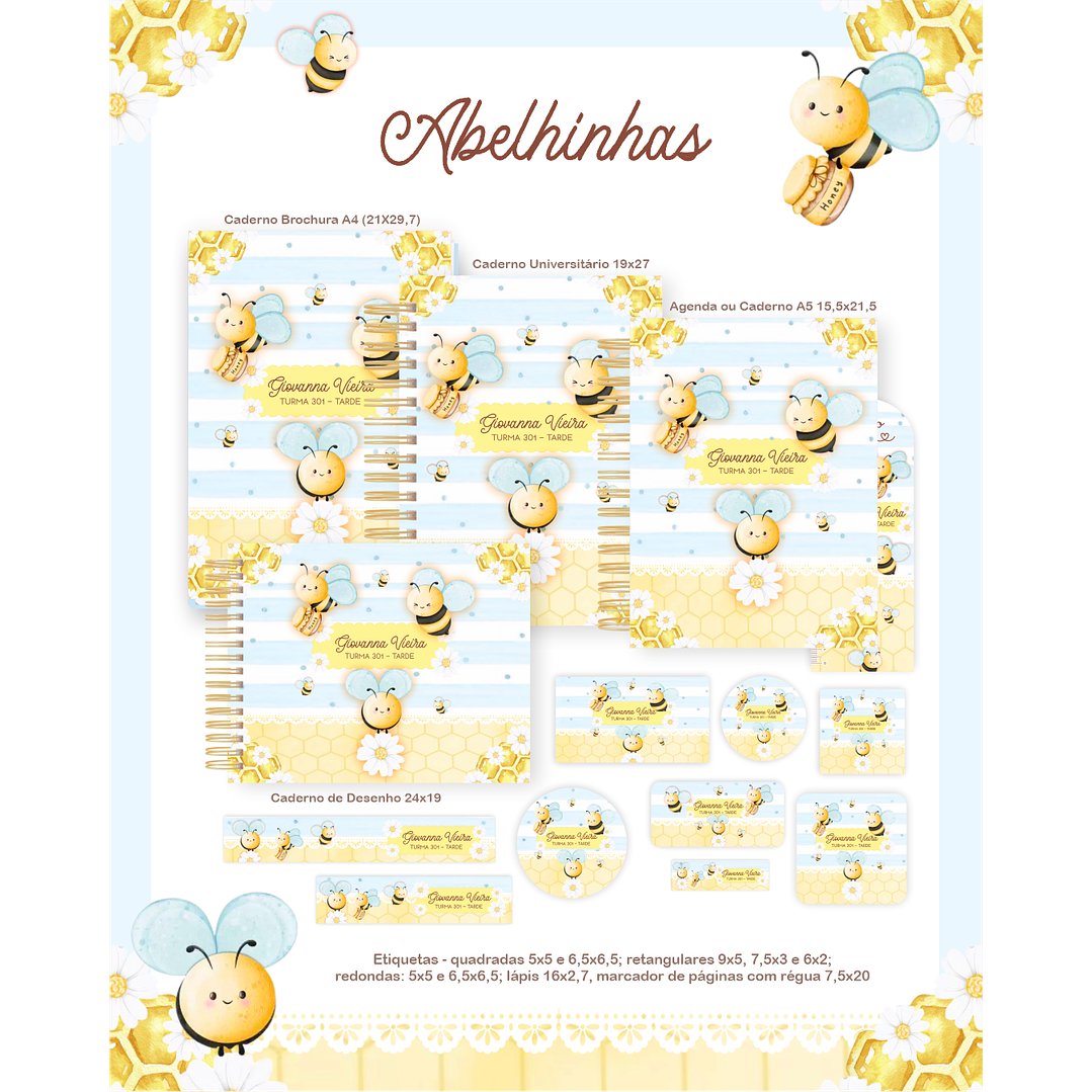 Encadernação Abelhinhas Volta às Aulas para Imprimir 1